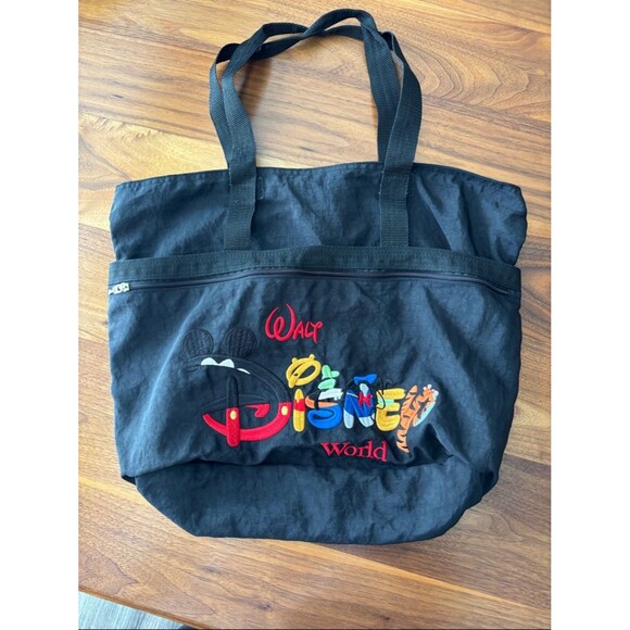 Disney Handbags - Walt Disney World Black Mickey Mouse 3 Compartment Nylon Tote Bag